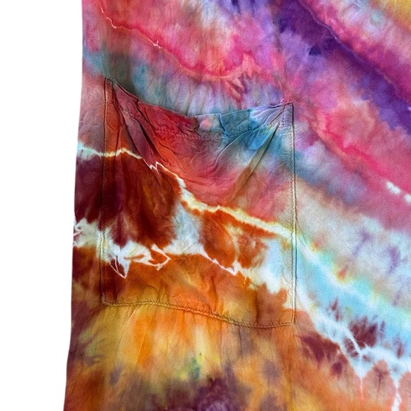 HAND DYED wide leg crop spaghetti strap tie dye jumpsuit by Alaskan artisan XL - Picture 2 of 5